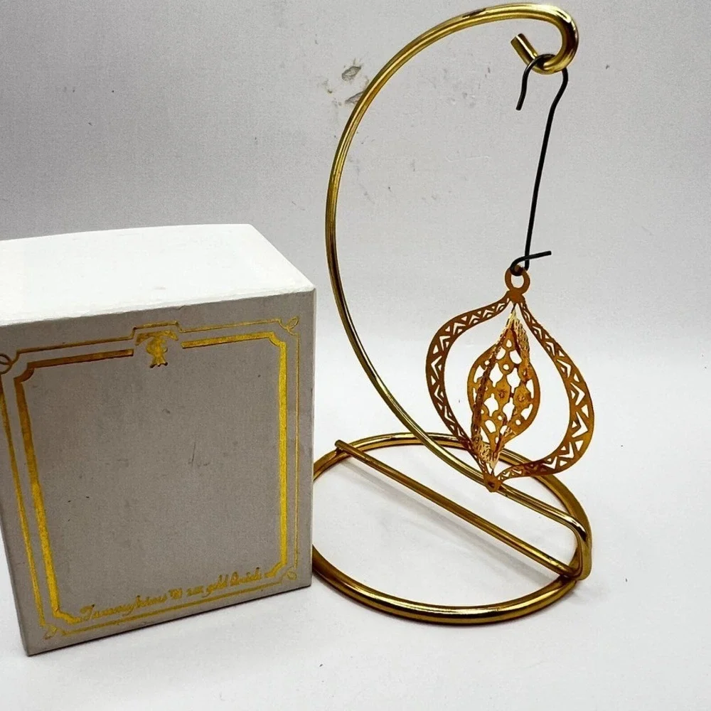 Vtg Tammy Trims Christmas Ornament Mistletoe 24K gold trim # T1012-C